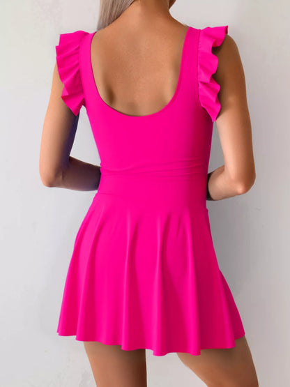Hazel Blues® | Ruffled Sleeve One-Piece Swim Dress