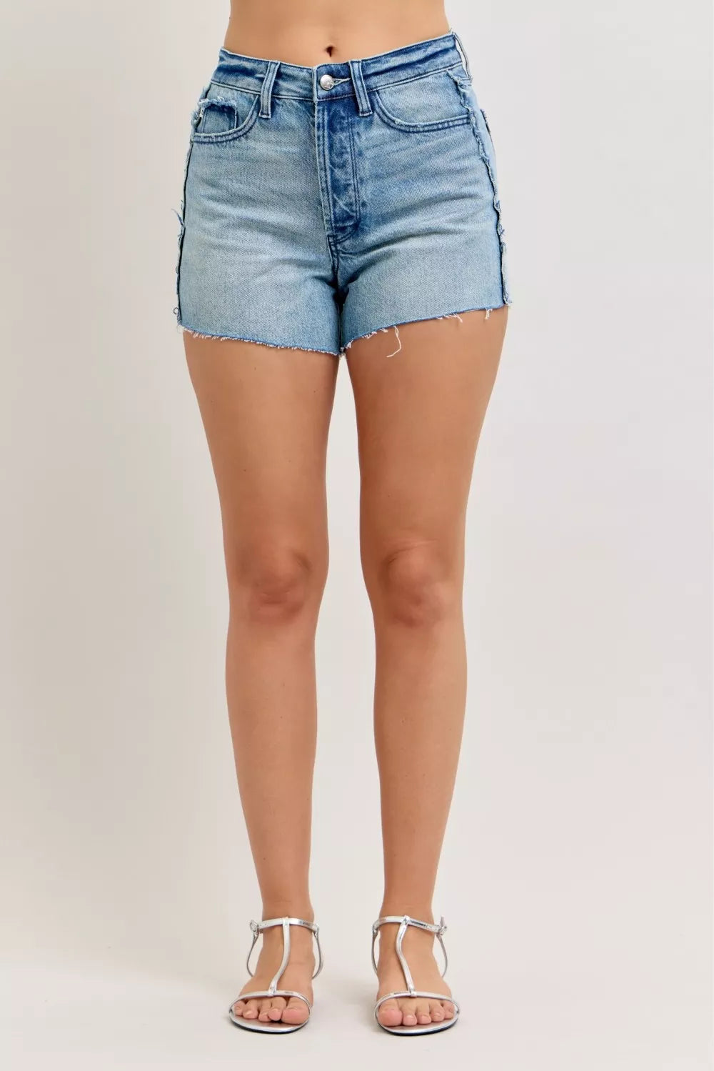 Hazel Blues® |  Judy Blue Hw Rigid Magic Cut Off Denim Shorts with Raw Side Seams