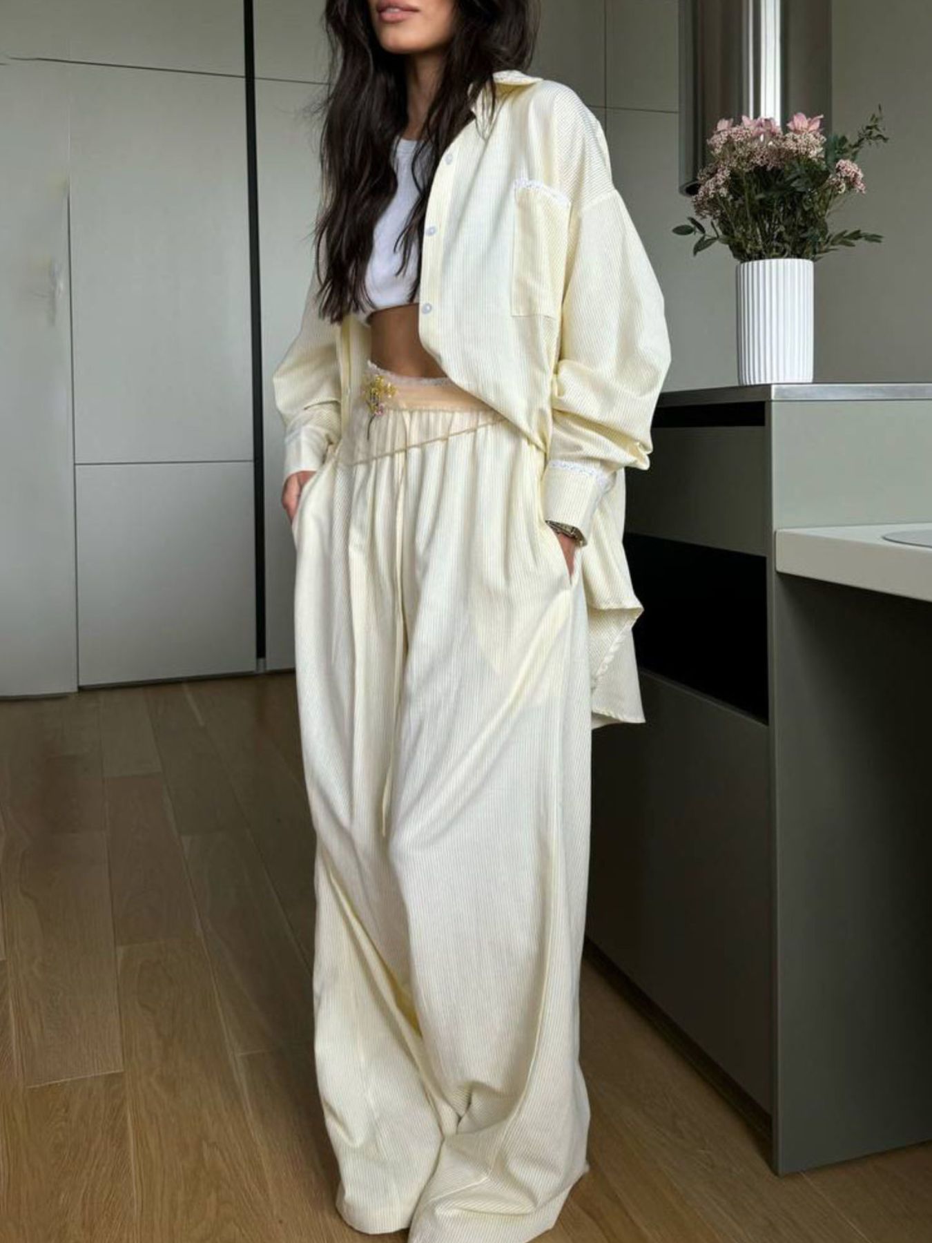 Hazel Blues® |  Relaxed Fit Long Sleeve Shirt and Pants Set