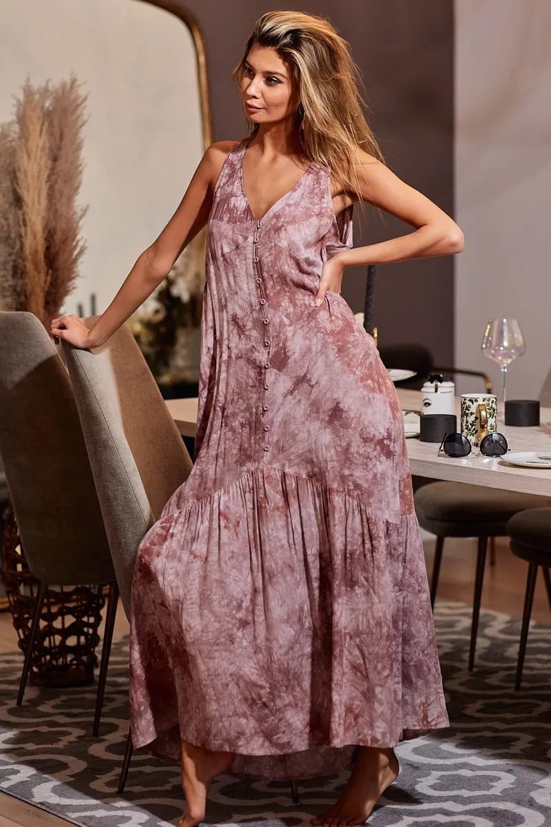 Hazel Blues® |  BiBi Tie-Dye Sleeveless V-Neck Dress