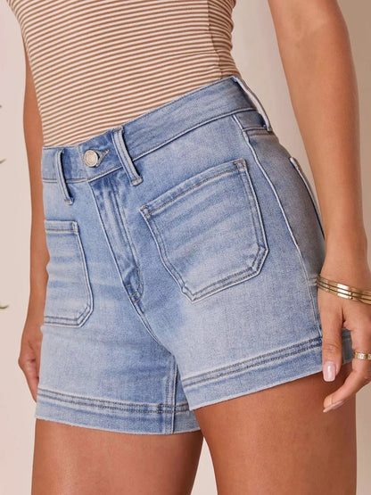 Hazel Blues® |  High-Waisted Pocketed Denim Shorts
