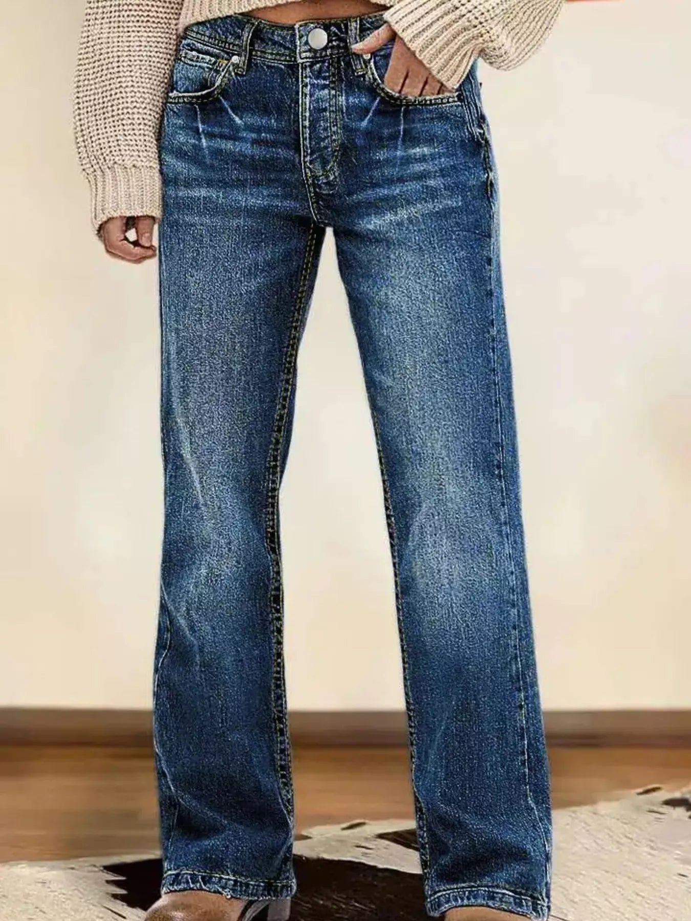 Hazel Blues® |  Vintage Wash Straight Leg Jeans