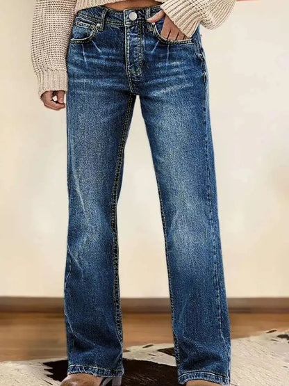 Hazel Blues® |  Vintage Wash Straight Leg Jeans