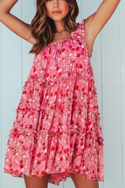 Hazel Blues® |  Floral Print Ruffle Tiered Mini Dress
