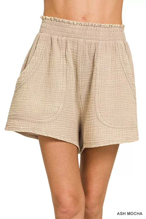 Hazel Blues® |  Zenana Washed Double Gauze Shorts