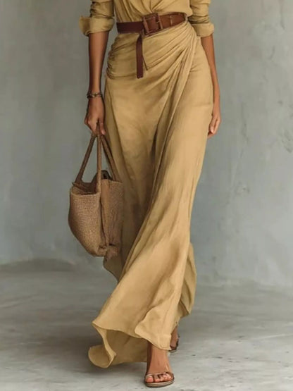 Hazel Blues® | Ruched Long Sleeve Maxi Dress