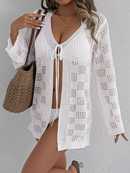 Hazel Blues® | Crochet Knit Tie Front Cover-Up