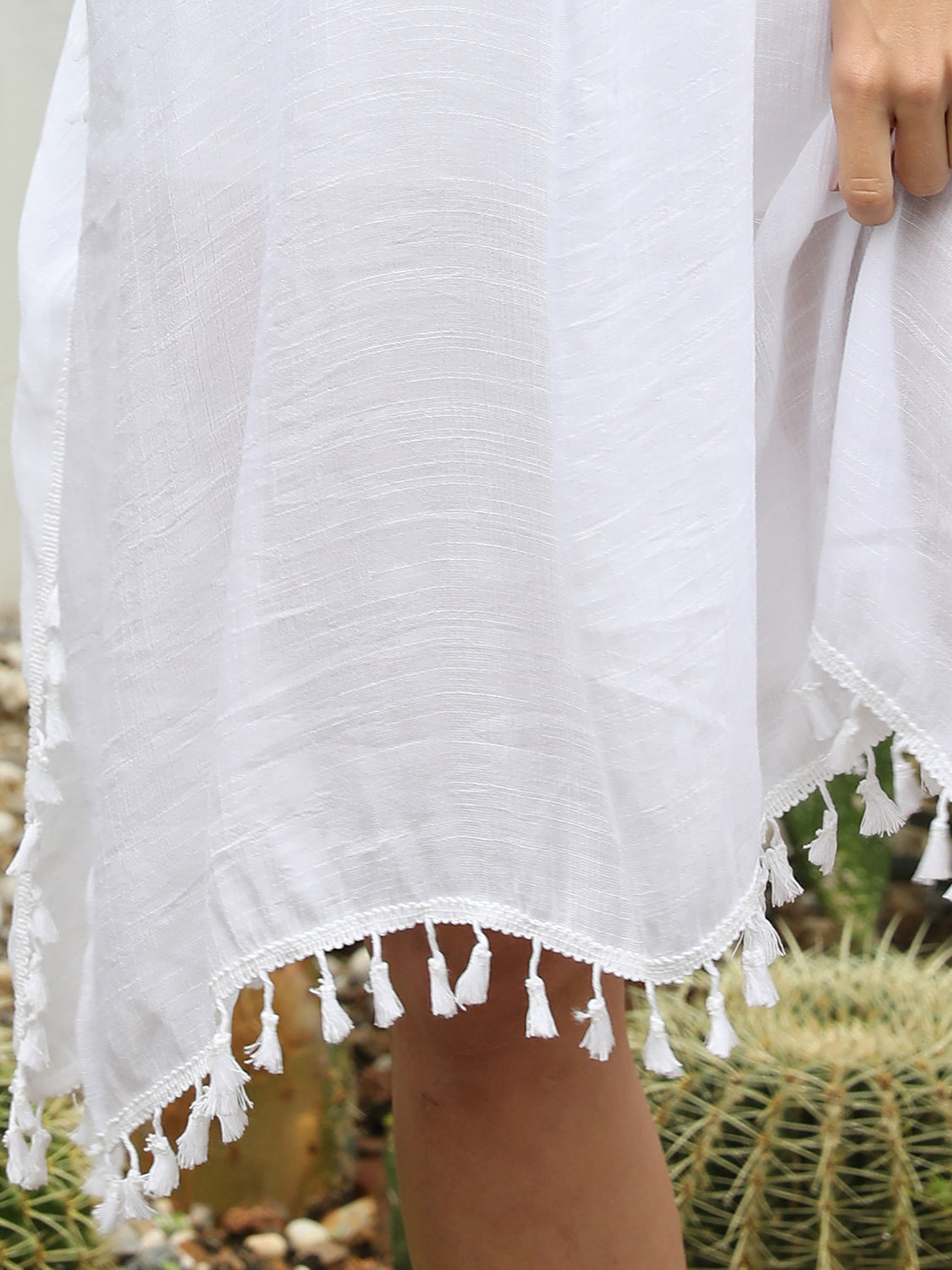 Hazel Blues® | Tassel Cutout Half Sleeve Cover-Up