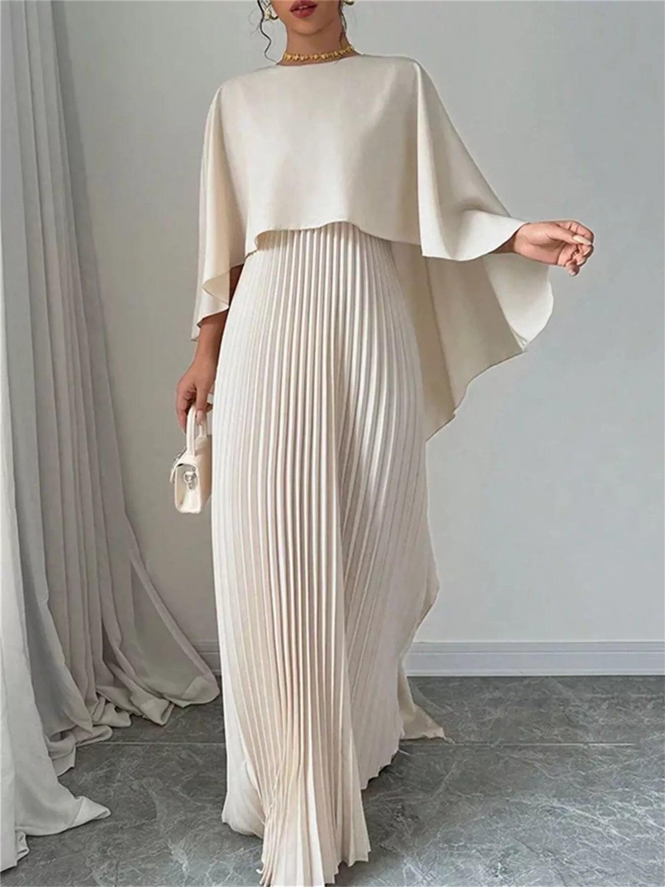 Hazel Blues® |  Cape Pleated Maxi Dress
