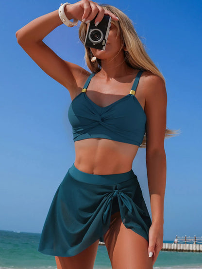 Hazel Blues® | Twist Front Cami and Skort Swim Set