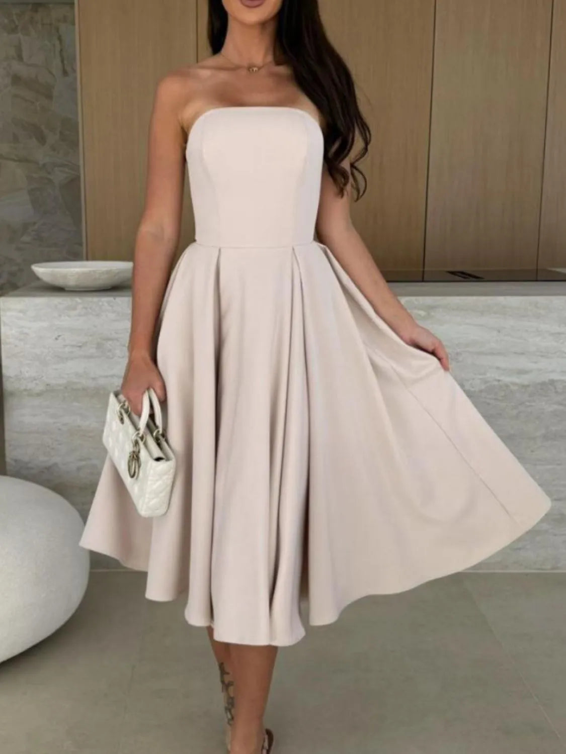 Hazel Blues® |  Solid Color Tube Midi Dress