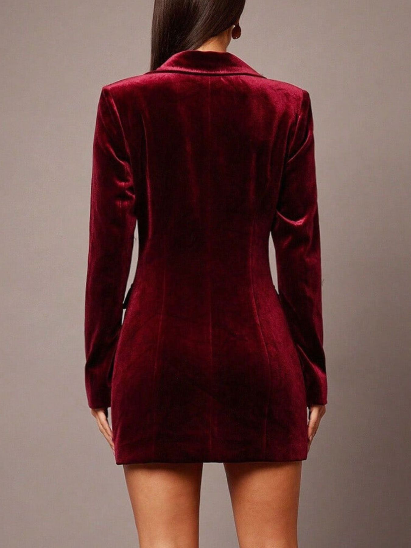 Hazel Blues® |  Velvet Double-Breasted Blazer Dress