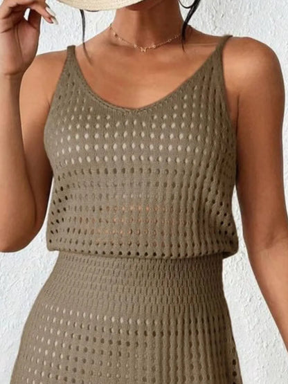 Hazel Blues® |  Openwork V-Neck Sleeveless Cover Up Dress