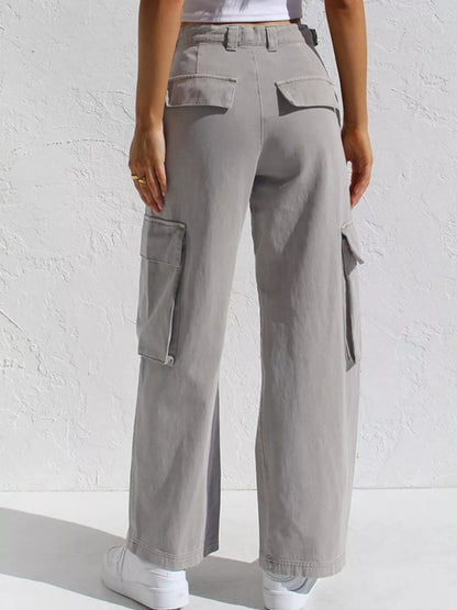 Hazel Blues® |  High-Waisted Wide Leg Cargo Jeans