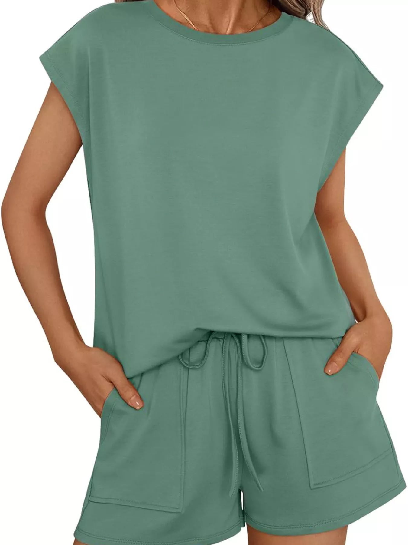 Hazel Blues® |  Casual Solid Color T-Shirt and Shorts Set