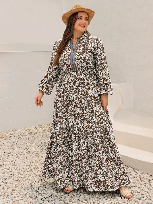 Hazel Blues® | Floral Print Long Sleeve Maxi Dress