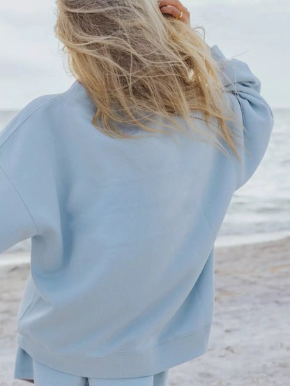 Hazel Blues® |  Relaxed Fit Round Neck Sweatshirt and Shorts Set
