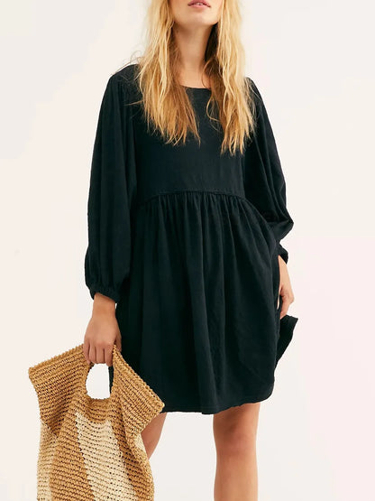 Hazel Blues® |  Cutout Textured Long Sleeve Mini Dress