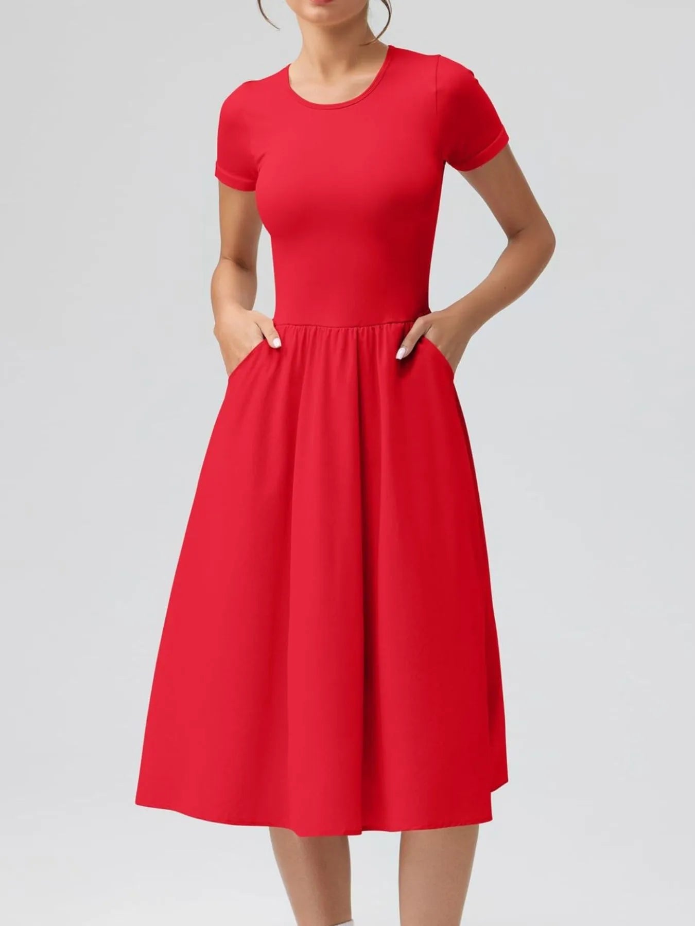 Hazel Blues® |  Round Neck Short Sleeve Dress
