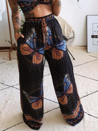 Hazel Blues® |  Boho Butterfly Print Top and Pants Set