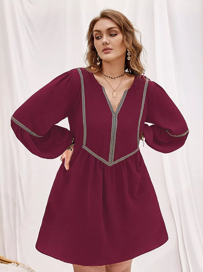 Hazel Blues® | Notched Balloon Sleeve Mini Dress