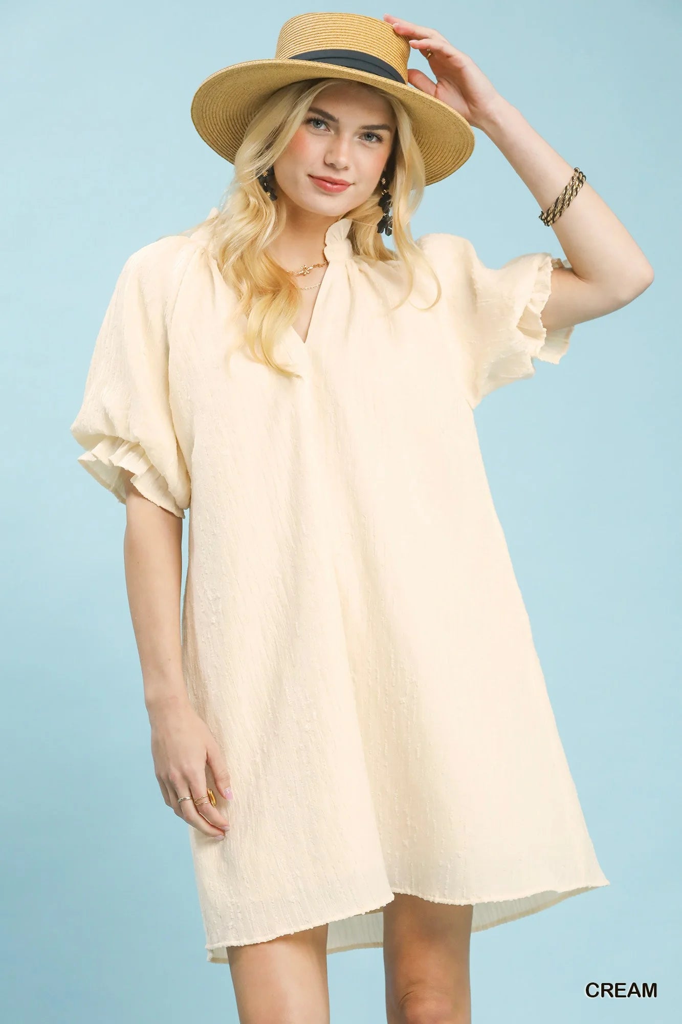 Hazel Blues® |  Umgee Linen Blend Ruffle Dress