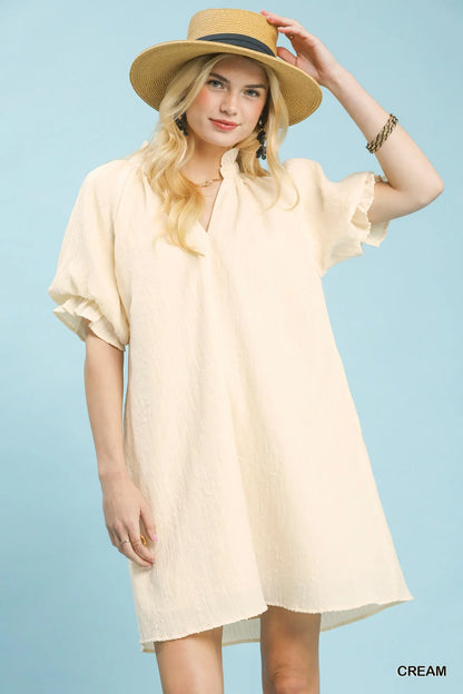 Hazel Blues® |  Umgee Linen Blend Ruffle Dress