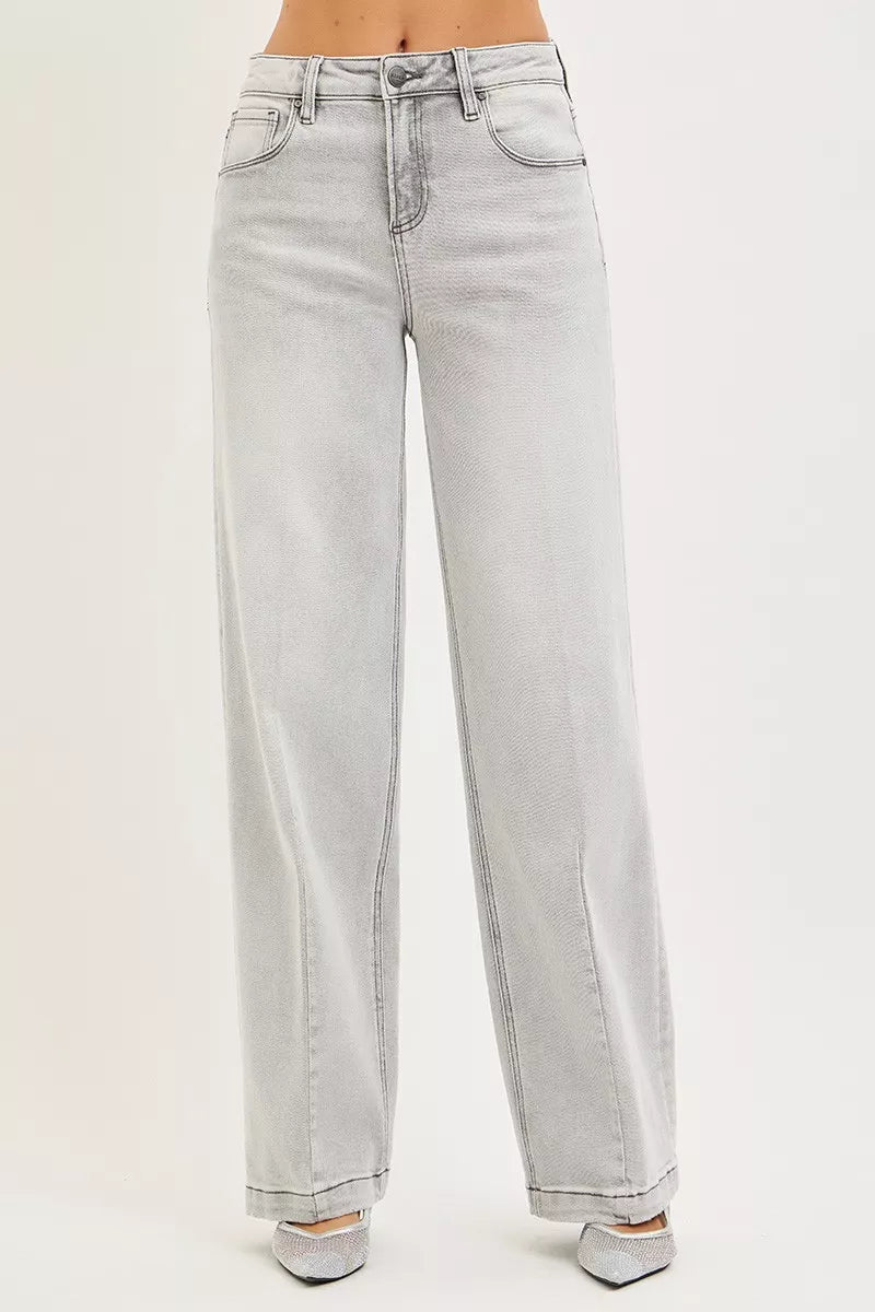 Hazel Blues® |  RISEN Slouchy Baggy Jeans with Contrast Stitching