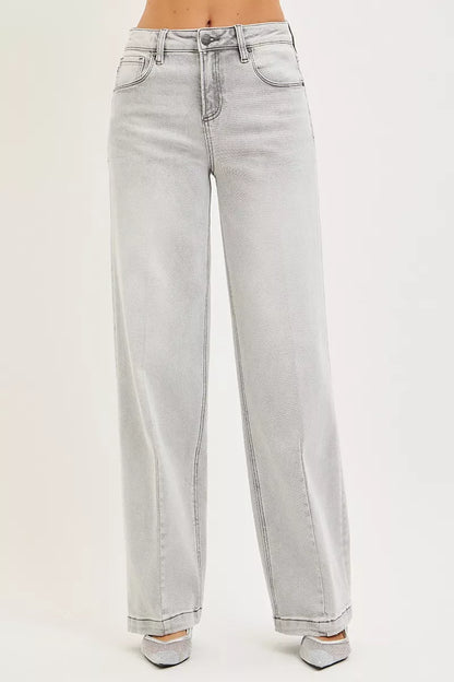 Hazel Blues® |  RISEN Slouchy Baggy Jeans with Contrast Stitching