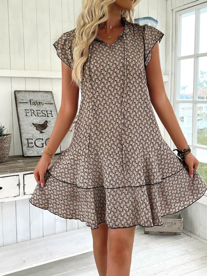 Hazel Blues® | Ruffled Layered Printed Mini Dress