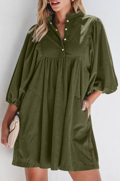 Hazel Blues® |  Corduroy Button-Down Babydoll Dress