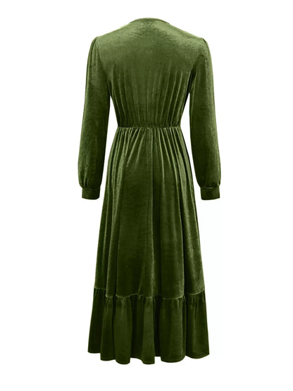 Hazel Blues® |  Ruffled Hem Long Sleeve Dress