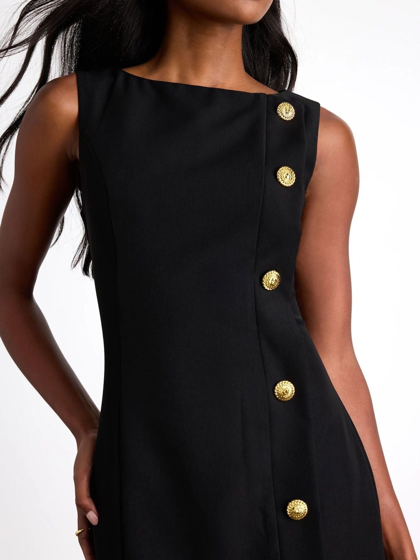 Hazel Blues® |  Button Decor Sleeveless Mini Dress