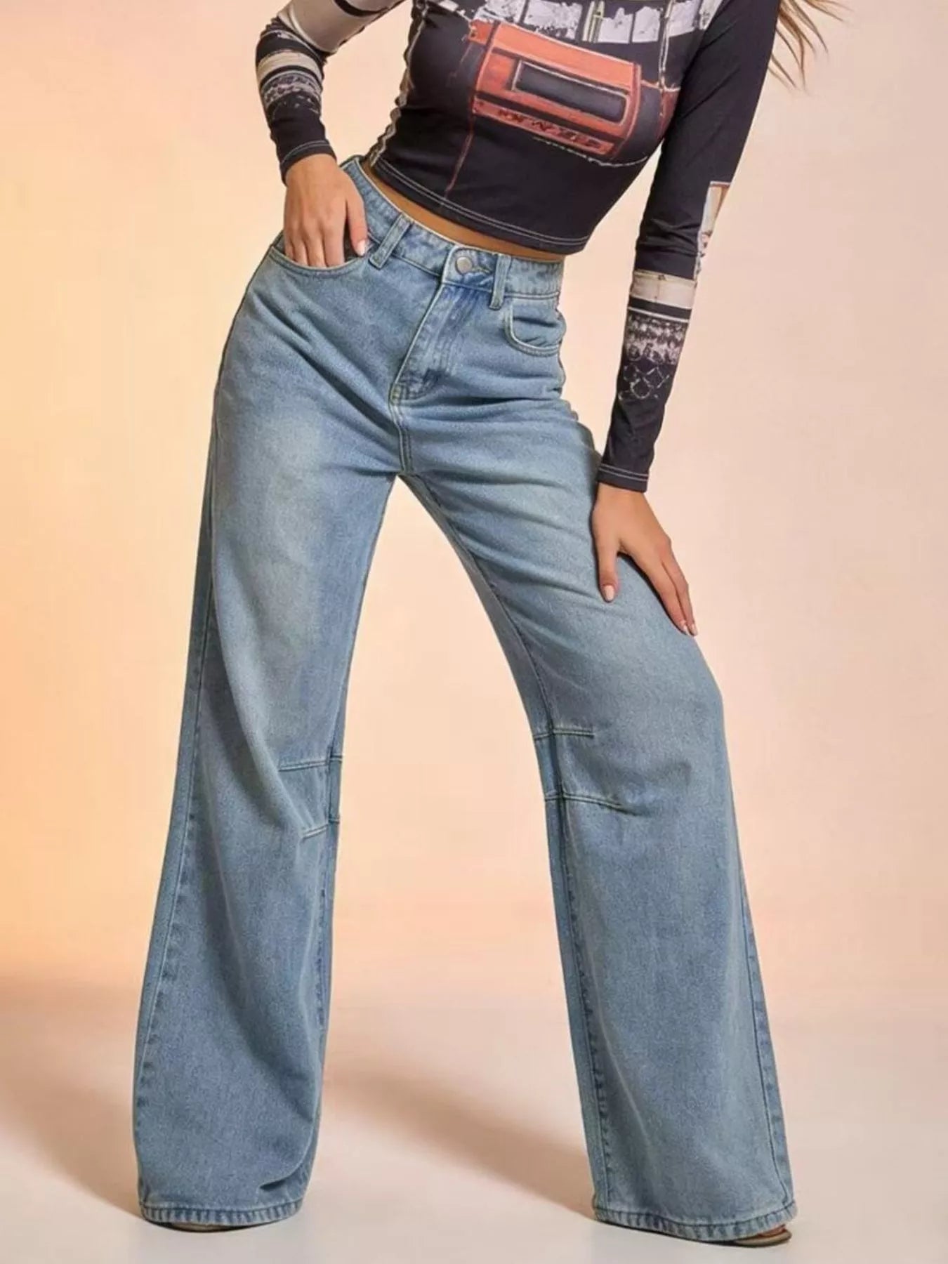 Hazel Blues® |  Wide Leg Wash Jeans