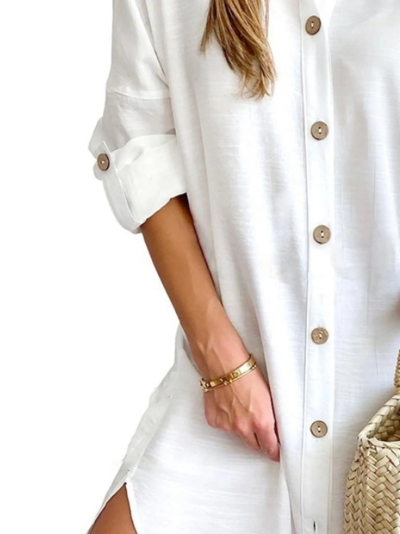 Hazel Blues® |  Button Down Long Sleeve Shirt Dress