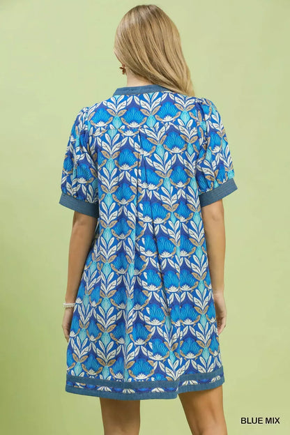 Hazel Blues® |  Umgee Mix Tile Print Mini Dress