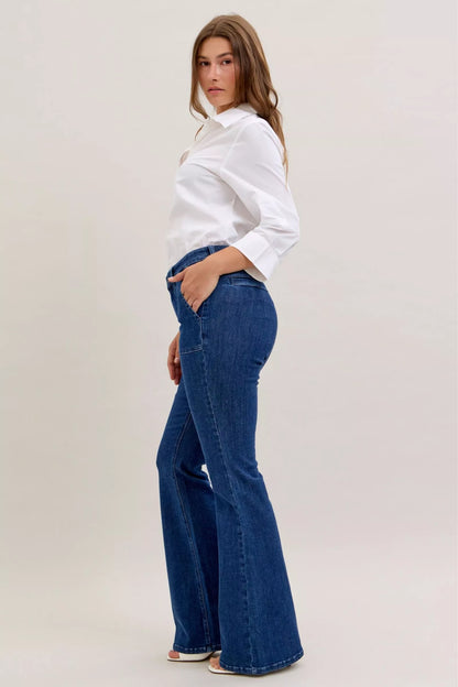 Hazel Blues® |  Judy Blue High Waist Flare Jeans with Front Patch Pockets