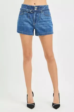 Hazel Blues® |  RISEN Slouchy Denim Shorts with Belt