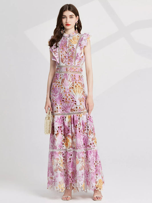 Hazel Blues® |  Floral Lace Detail Maxi Dress