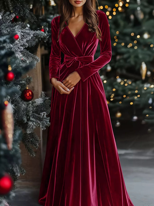 Hazel Blues® |  Velvet Wrap Surplice Maxi Dress