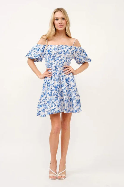 Hazel Blues® |  And The Why Off Shoulder Bubble Sleeve Dress