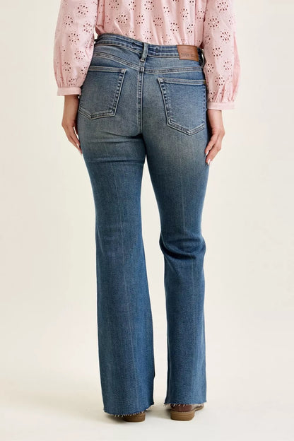Hazel Blues® |  Judy Blue Mid Rise Flare Jeans with Front Flap Pockets
