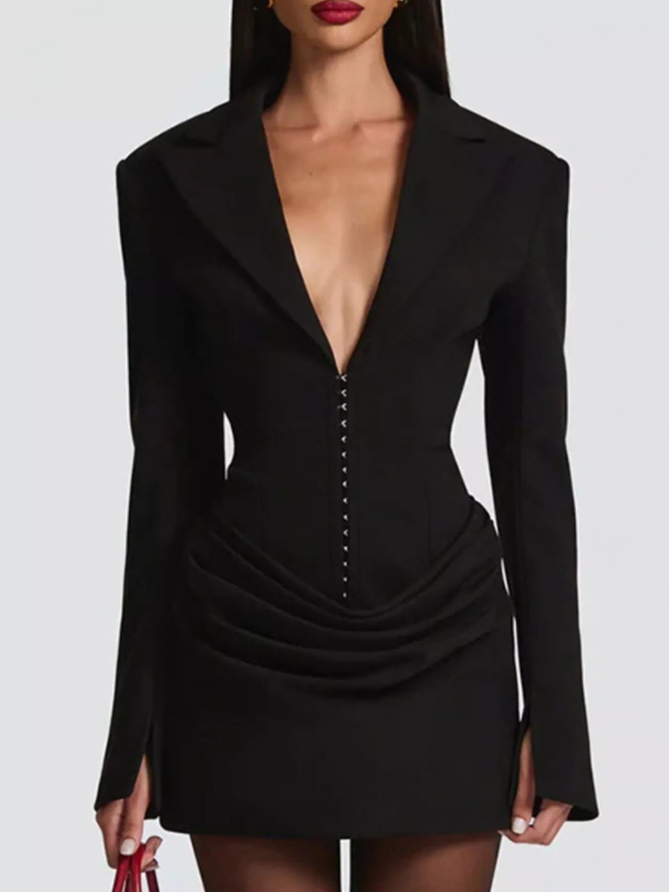 Hazel Blues® | Blazer-Style Long Sleeve Mini Dress