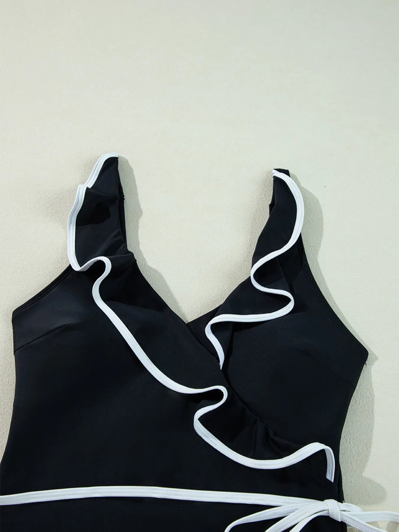 Hazel Blues® | Ruffle Trim V-Neck One-Piece Swimsuit