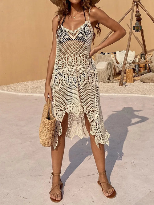 Hazel Blues® | Openwork Scoop Neck Spaghetti Strap Cover-Up Dress