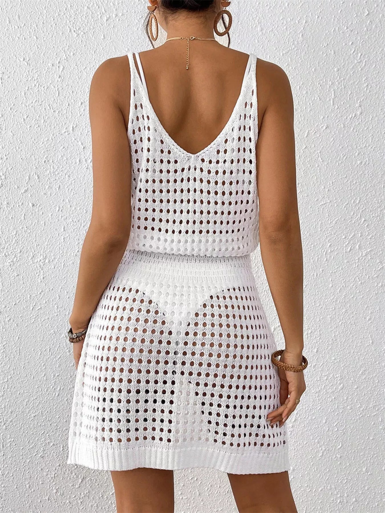 Hazel Blues® | Crochet Knit V-Neck Cover-Up Dress