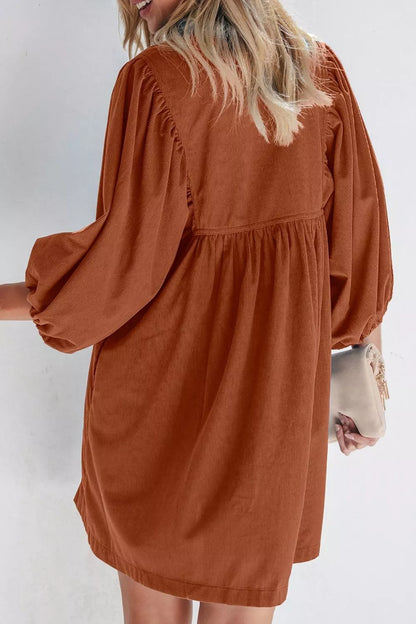Hazel Blues® |  Corduroy Button-Down Babydoll Dress