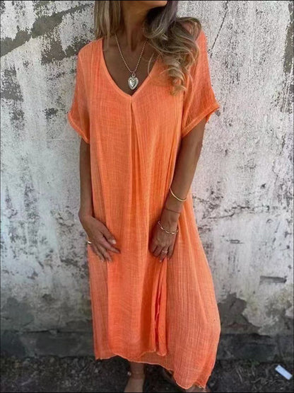 Hazel Blues® | V-Neck Short Sleeve Midi Dress
