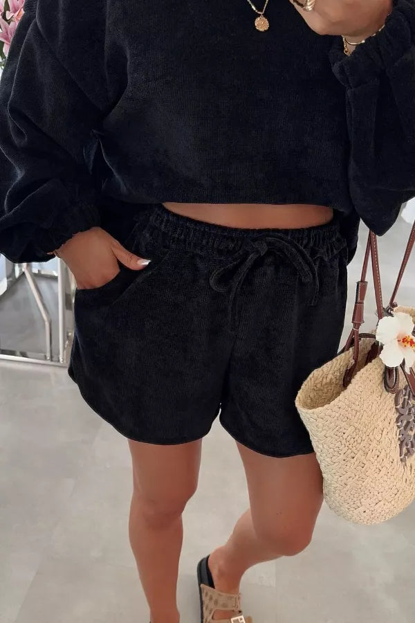Hazel Blues® |  Relaxed Fit Cropped Top and Shorts Set
