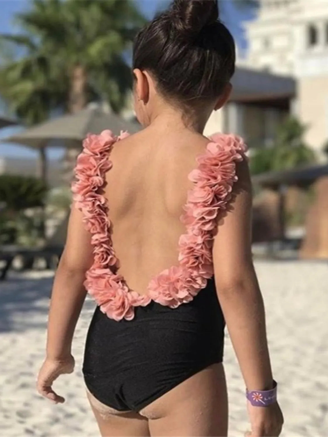 Hazel Blues® | Mommy&Me Backless Petal Strap One Piece Swimsuit